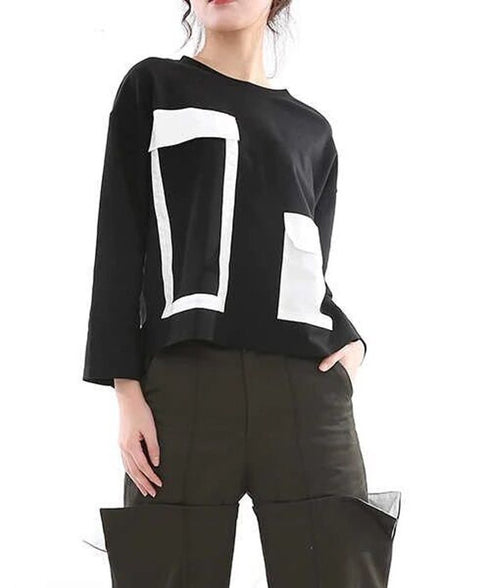 Geometric Panel Graphic Long Sleeve Top